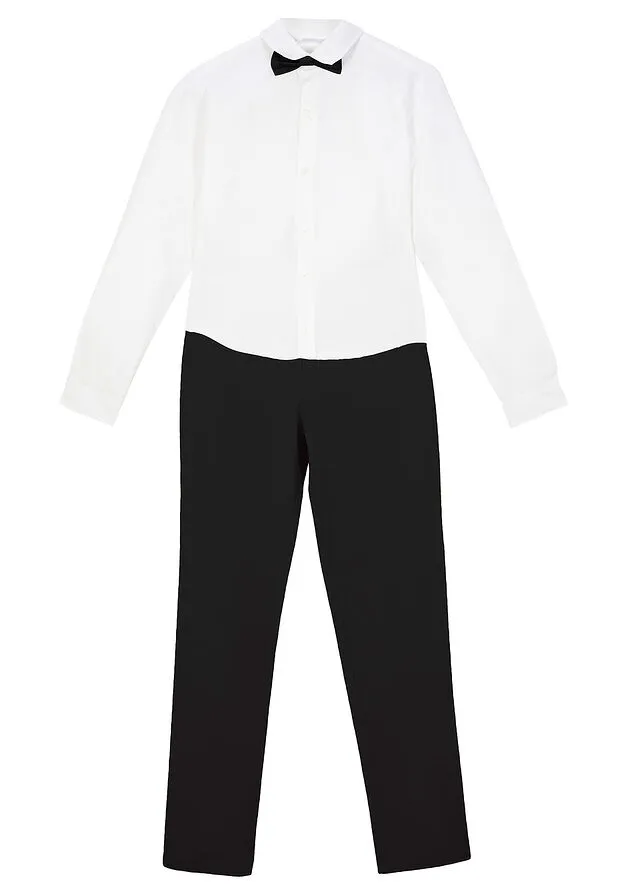PANTALóN CHINO, CAMISA Y PAJARITA (3 PIEZAS) PARA NIñOS NEGROBLANCO